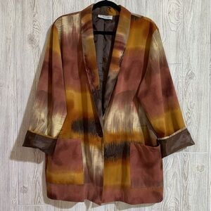 Vintage Abstract Boho Art to Wear One Button Blazer by Kensington Square XL